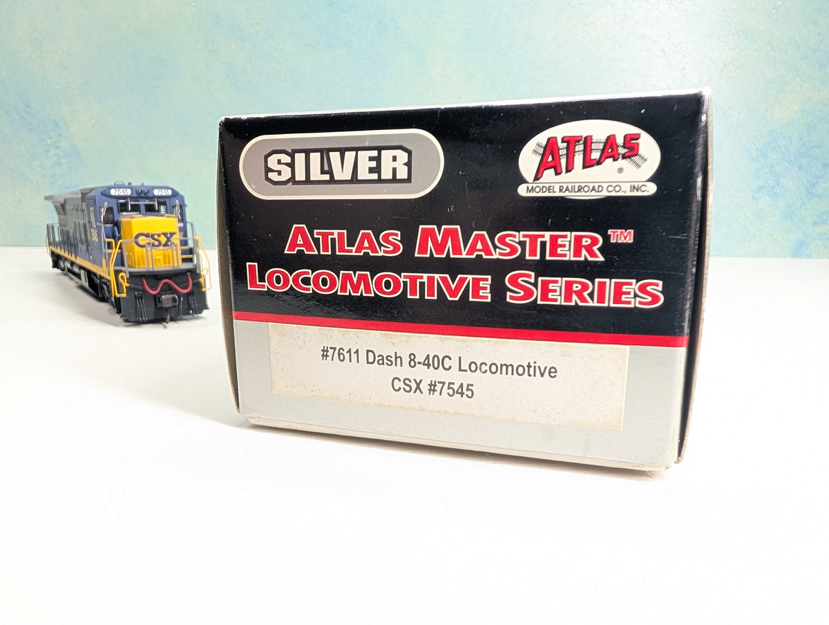 Atlas Master 7611 HO Scale Dash 8-40C Diesel Locomotive CSX #7545 Runs Great Silver DCC Ready