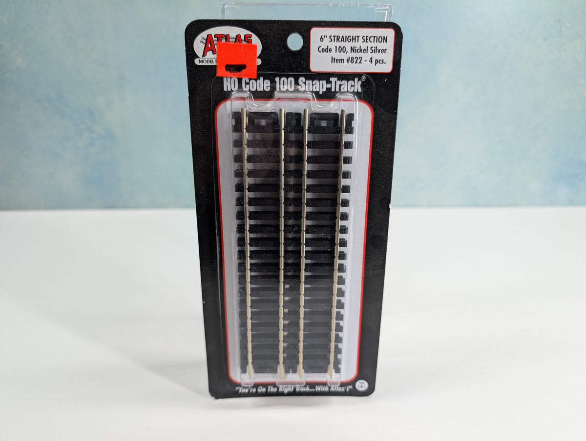 Atlas 822 HO Scale 6" Straight Nickel Silver Code 100 Track (4 pcs)