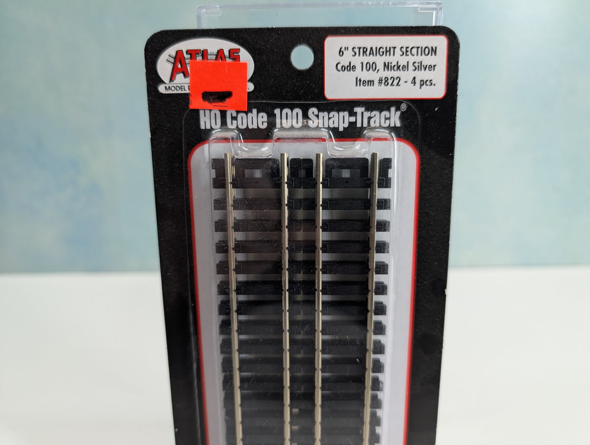 Atlas 822 HO Scale 6" Straight Nickel Silver Code 100 Track (4 pcs)