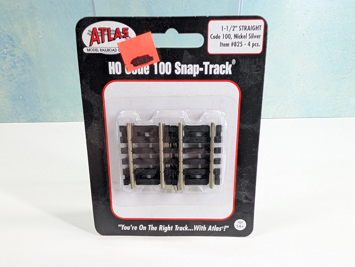 Atlas 825 HO Scale 1.5" Straight Nickel Silver Code 100 Track (4 pcs)
