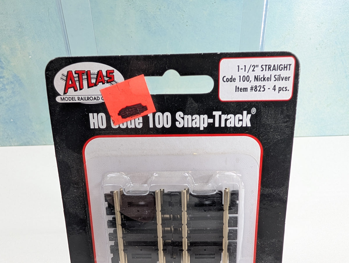 Atlas 825 HO Scale 1.5" Straight Nickel Silver Code 100 Track (4 pcs)