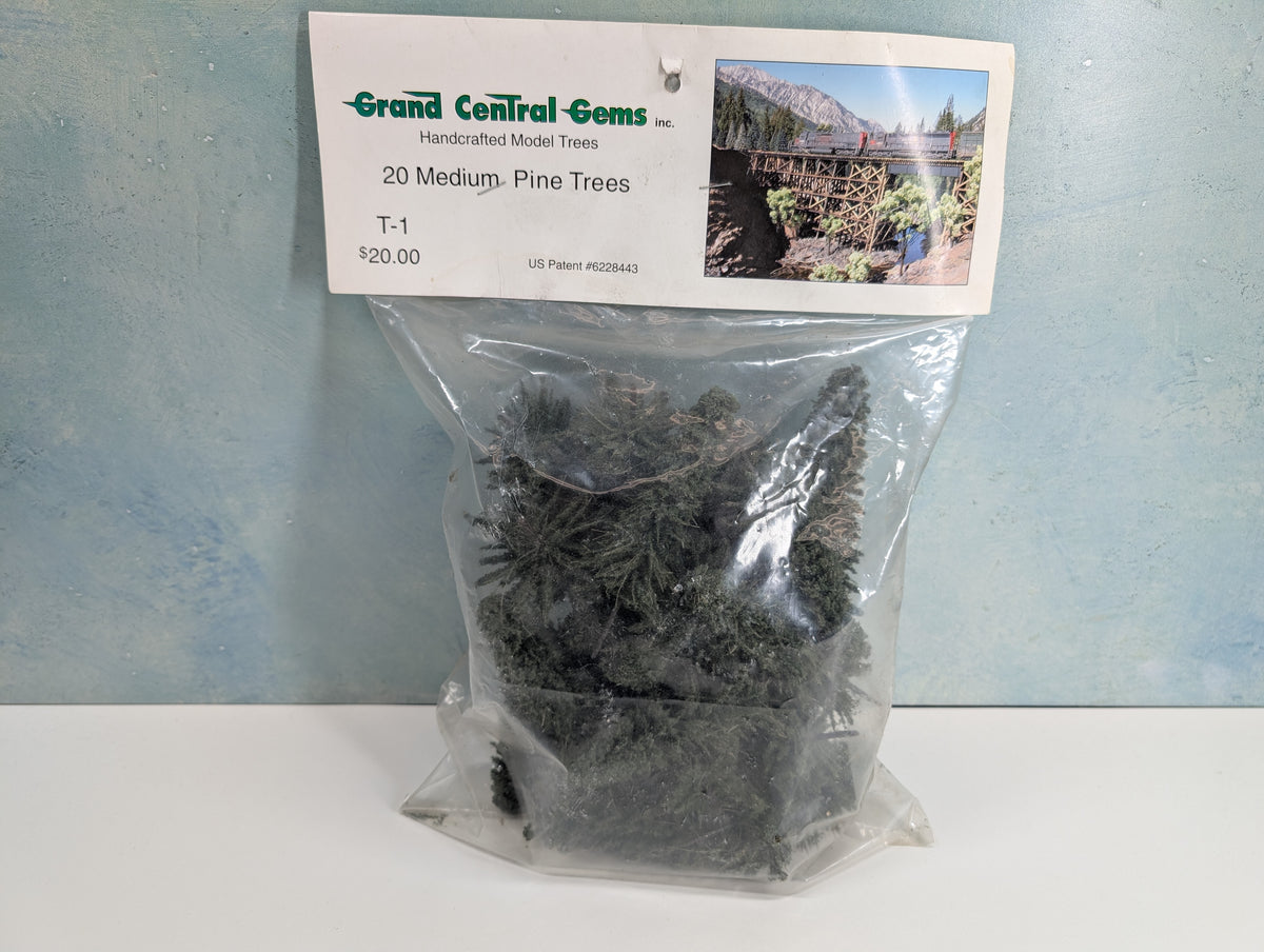 Grand Central Gems T-1 HO Scale 20 Medium Pine Trees