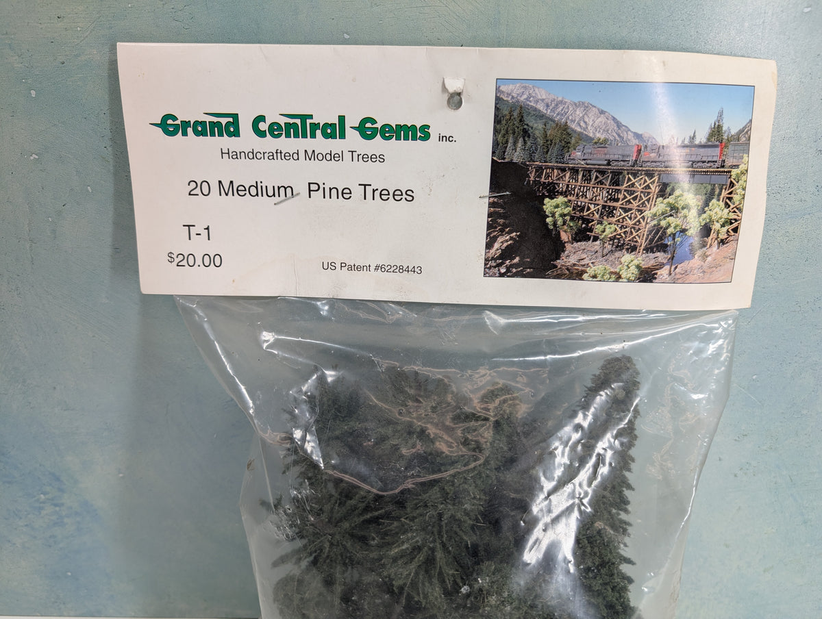 Grand Central Gems T-1 HO Scale 20 Medium Pine Trees
