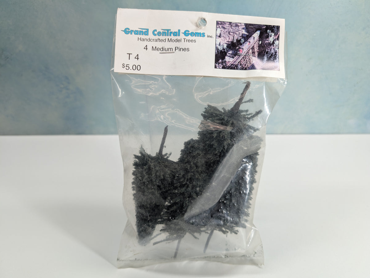 Grand Central Gems T-4 HO Scale 4 Medium Pine Trees