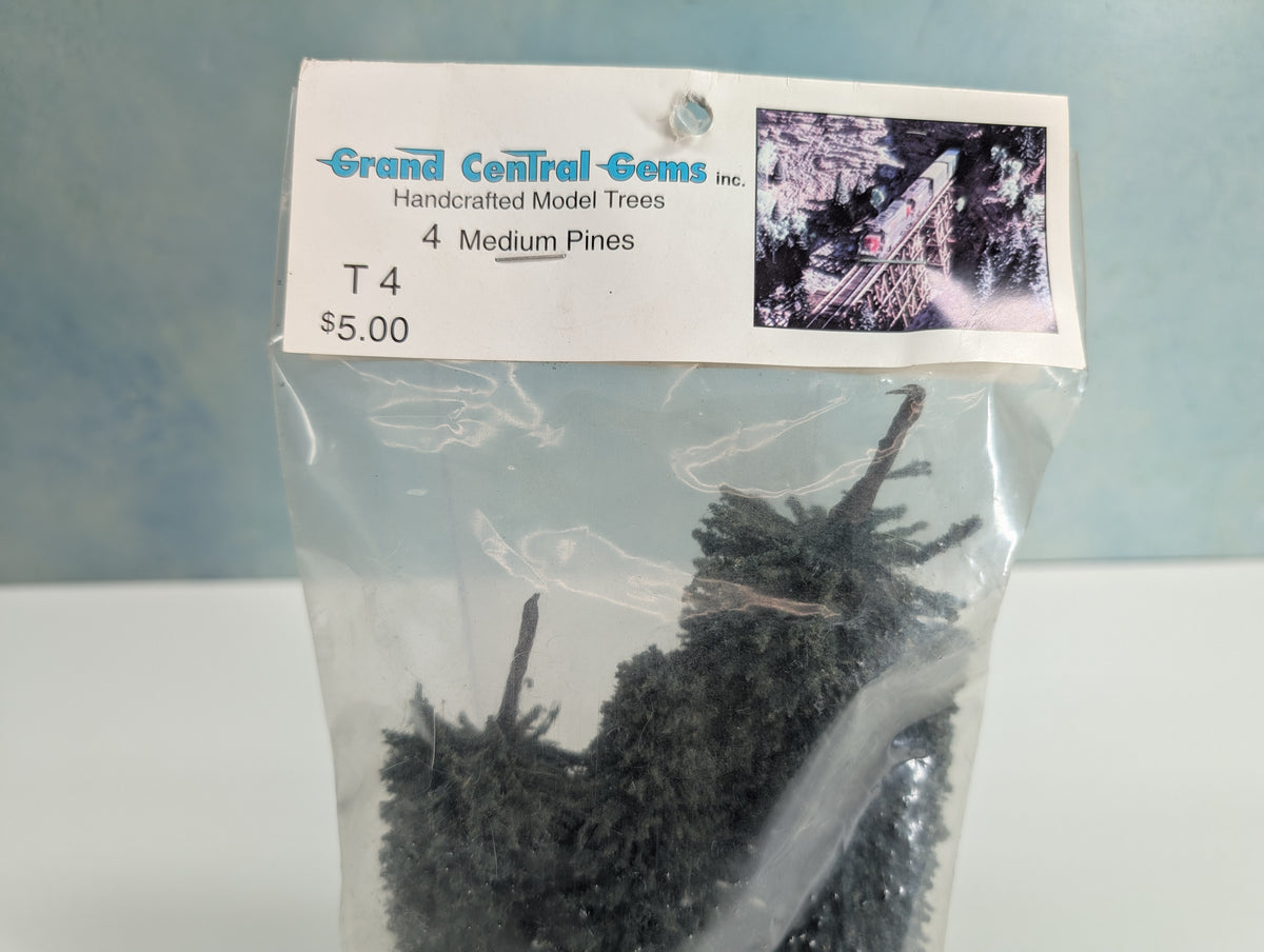 Grand Central Gems T-4 HO Scale 4 Medium Pine Trees