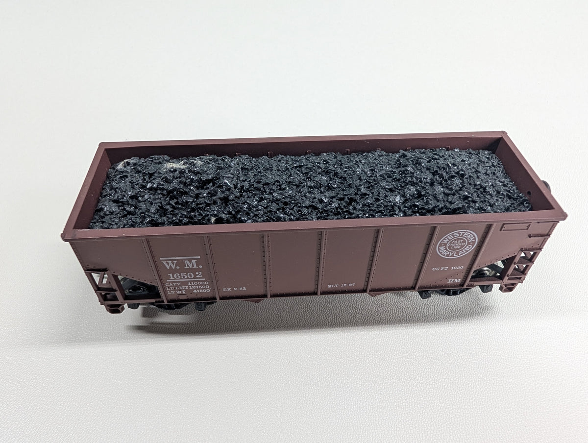 USED Athearn HO Scale 2 Bay Hopper w/ Load Western Maryland WM #16502 Metal Wheels