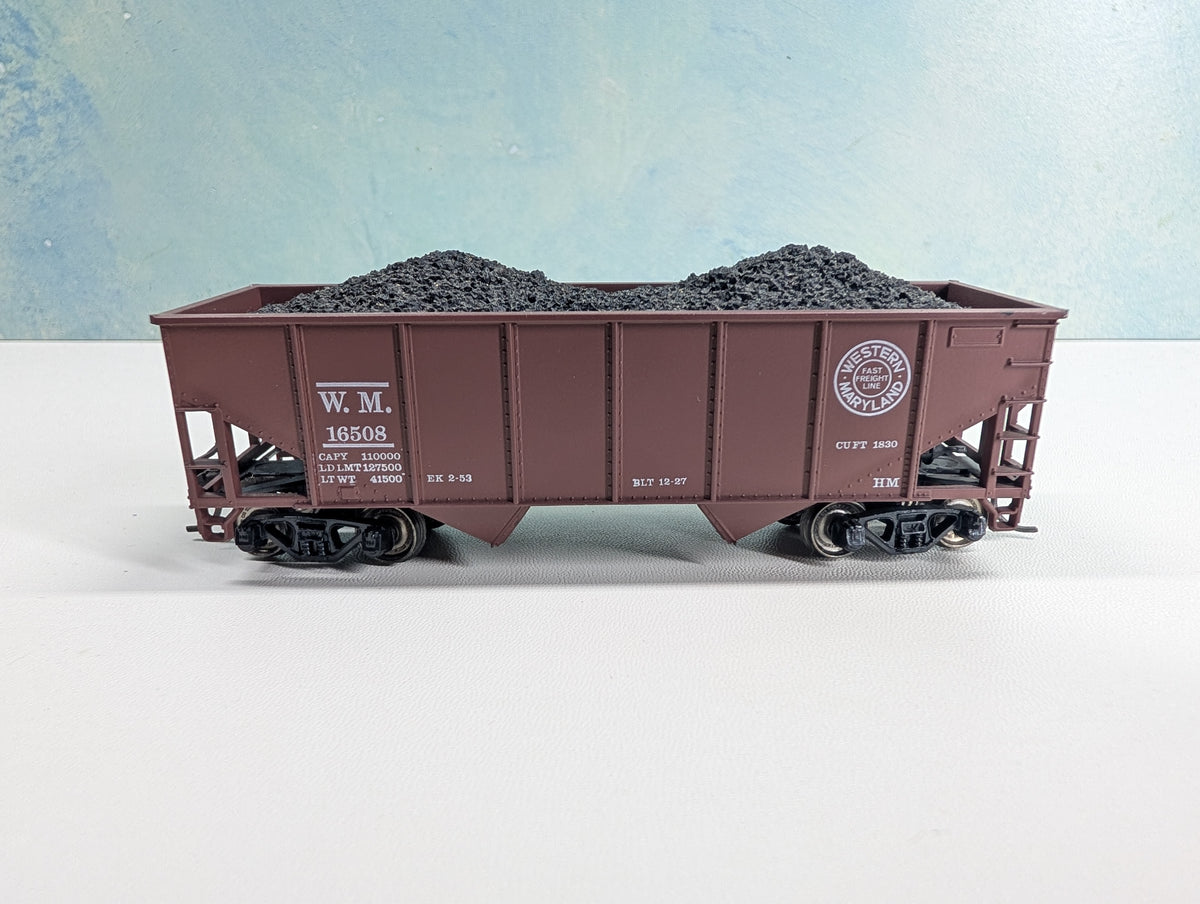 USED Athearn HO Scale 2 Bay Hopper w/ Load Western Maryland WM #16508 Metal Wheels