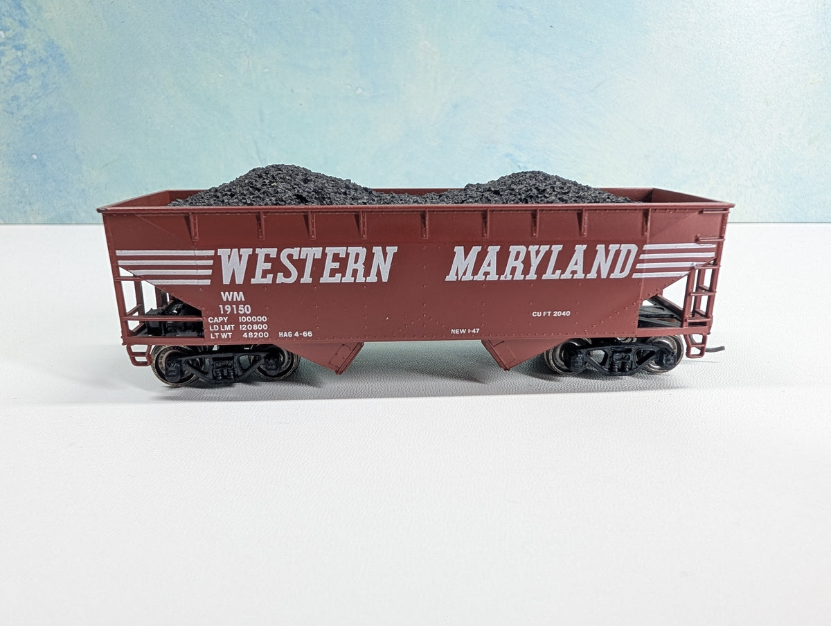 USED Athearn HO Scale Hopper w/ Coal Load Western Maryland WM #19150 Metal Wheels