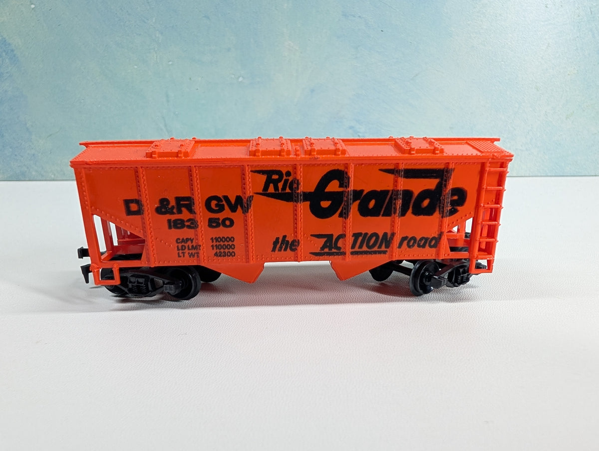 USED HO Scale 2 Bay Covered Hopper Rio Grande D&RGW #18350