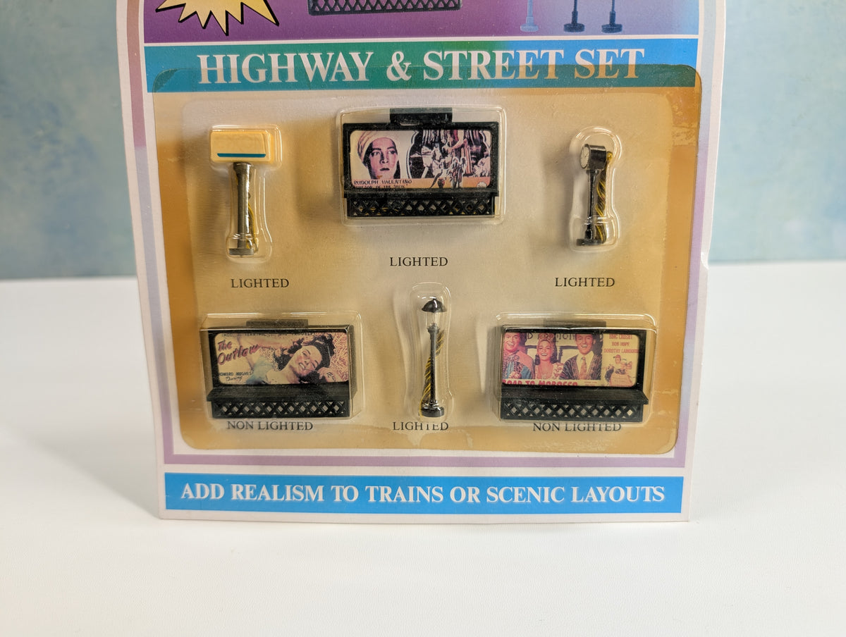 Model Power 1329 N Scale Highway & Street Set (Billboards & Lights) (6 pcs)