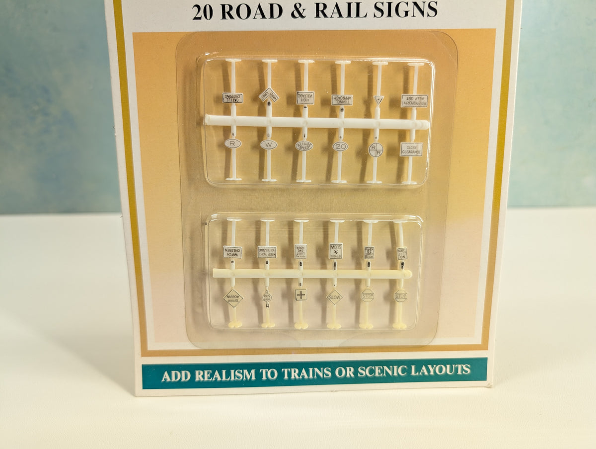 Model Power 1312 N Scale Road & Railroad Signs (20 pcs)