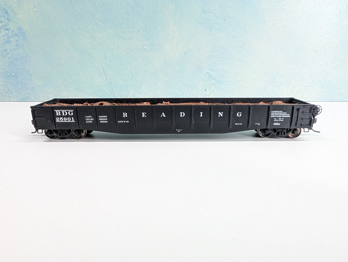 USED Tangent HO Scale Bethlehem 70T Drop End Gondola w/ Scrap Load Reading RDG #25901 Metal Wheels