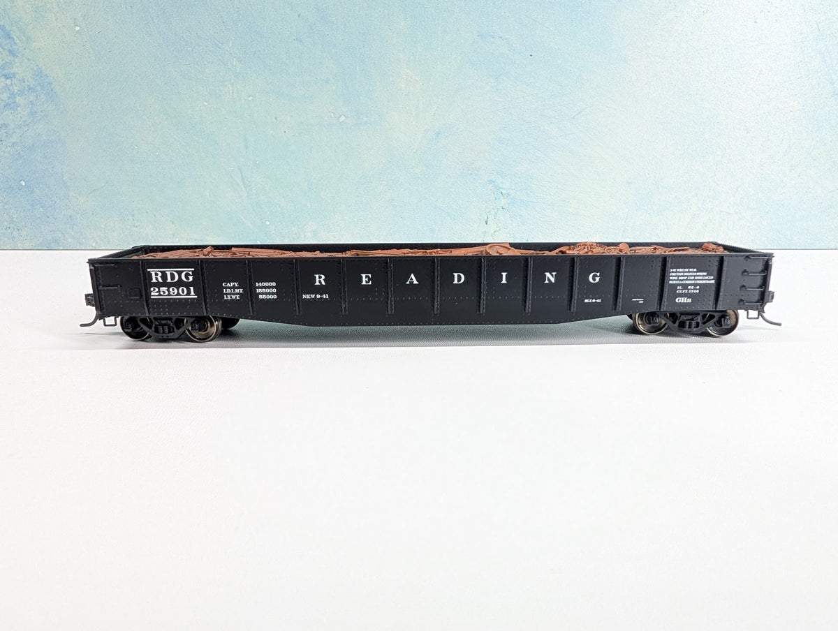 USED Tangent HO Scale Bethlehem 70T Drop End Gondola w/ Scrap Load Reading RDG #25901 Metal Wheels