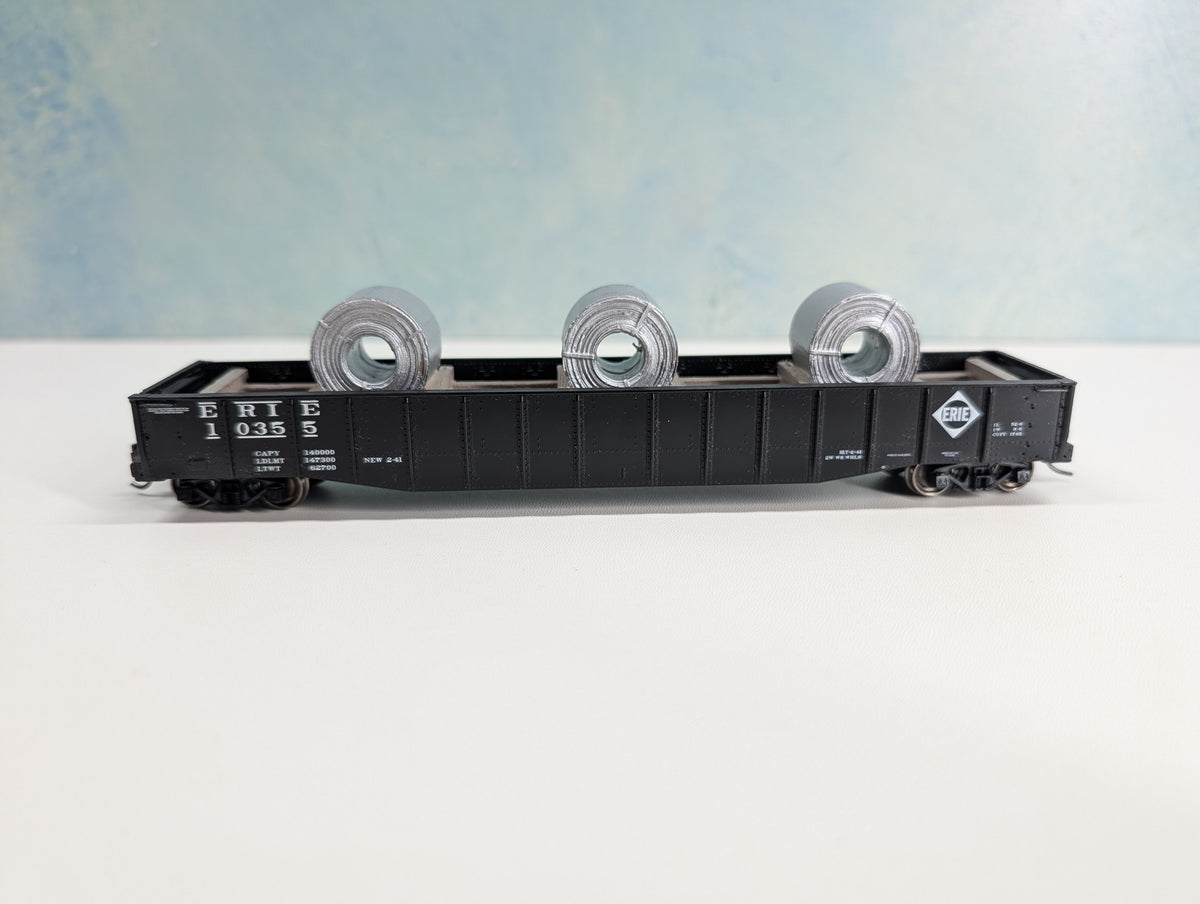 USED Life-Like HO Scale 52' Gondola w/ Load Erie #10355 Metal Wheels, Proto 2000