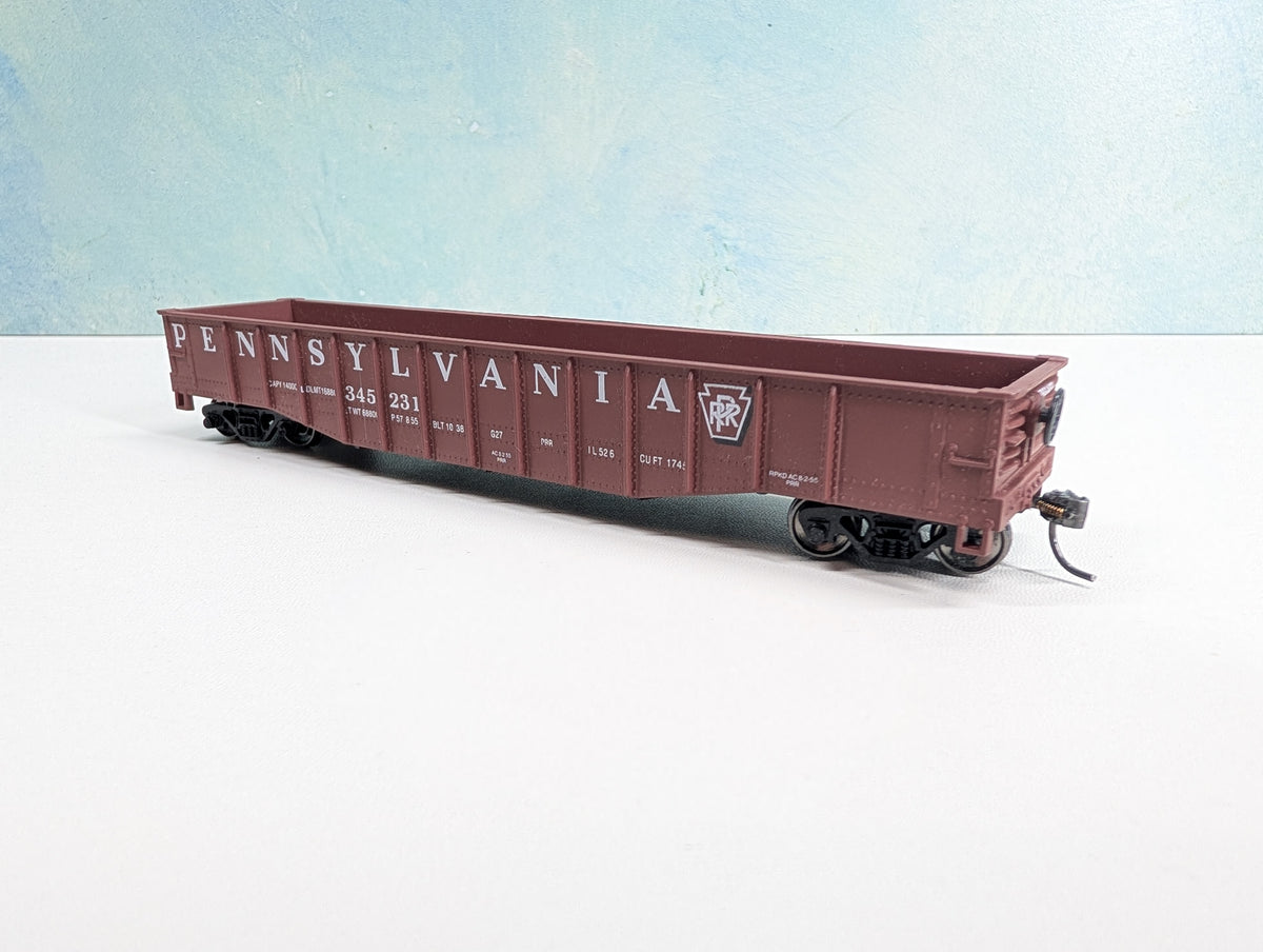 USED Athearn HO Scale 50' Gondola Pennsylvania PRR #345231 Metal Wheels, RailRunner Custom