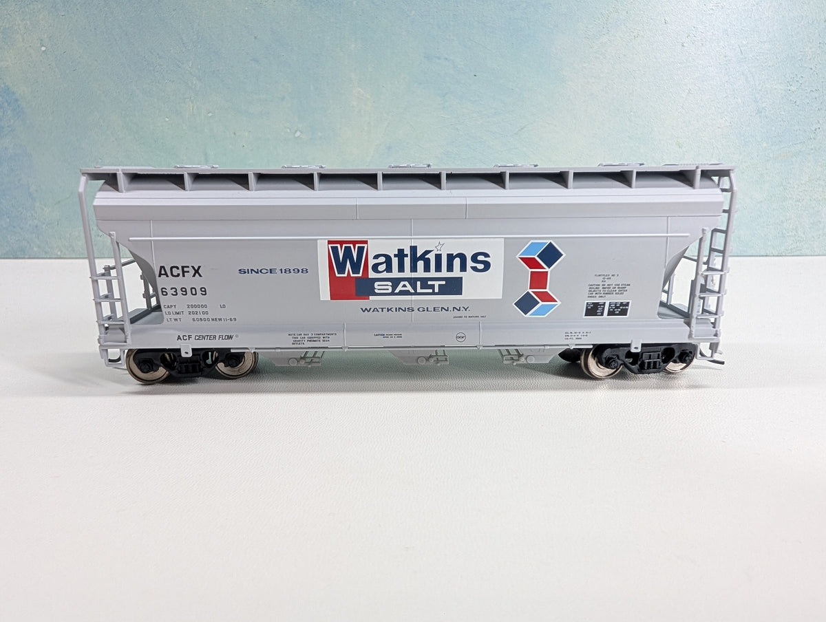 USED Atlas HO Scale 3560 Covered Hopper Watkins Salt ACFX #63909 Metal Wheels