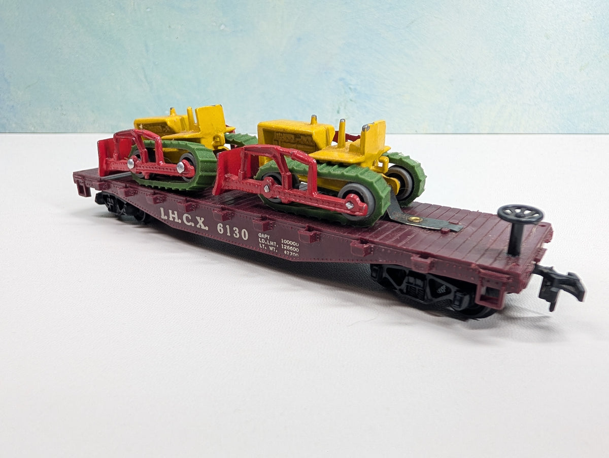 USED Marx HO Scale Flat Car w/ Dozer Load IHCX #6130