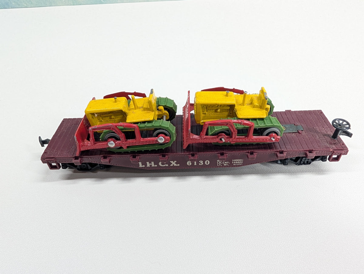 USED Marx HO Scale Flat Car w/ Dozer Load IHCX #6130