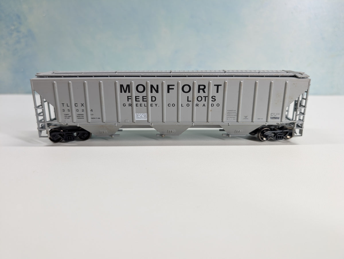 USED Athearn HO Scale Covered Hopper Monfort Feed Lots TLCX #35024 Metal Wheels