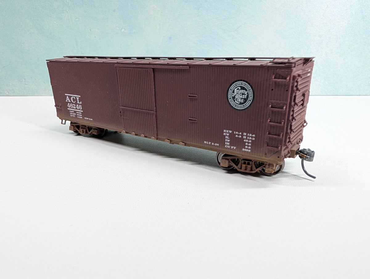 USED HO Scale 40' Wooden Box Car Atlantic Coast Line ACL #46246 Weathered, Metal Wheels