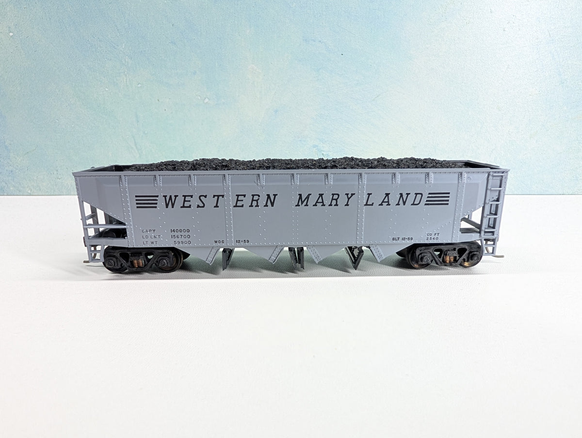 USED Athearn HO Scale Quad Hopper w/ Coal Load Western Maryland WM Metal Wheels