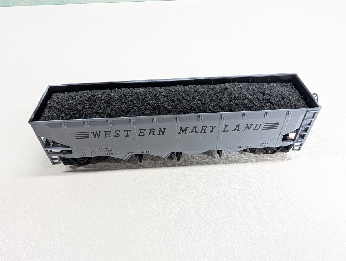 USED Athearn HO Scale Quad Hopper w/ Coal Load Western Maryland WM Metal Wheels