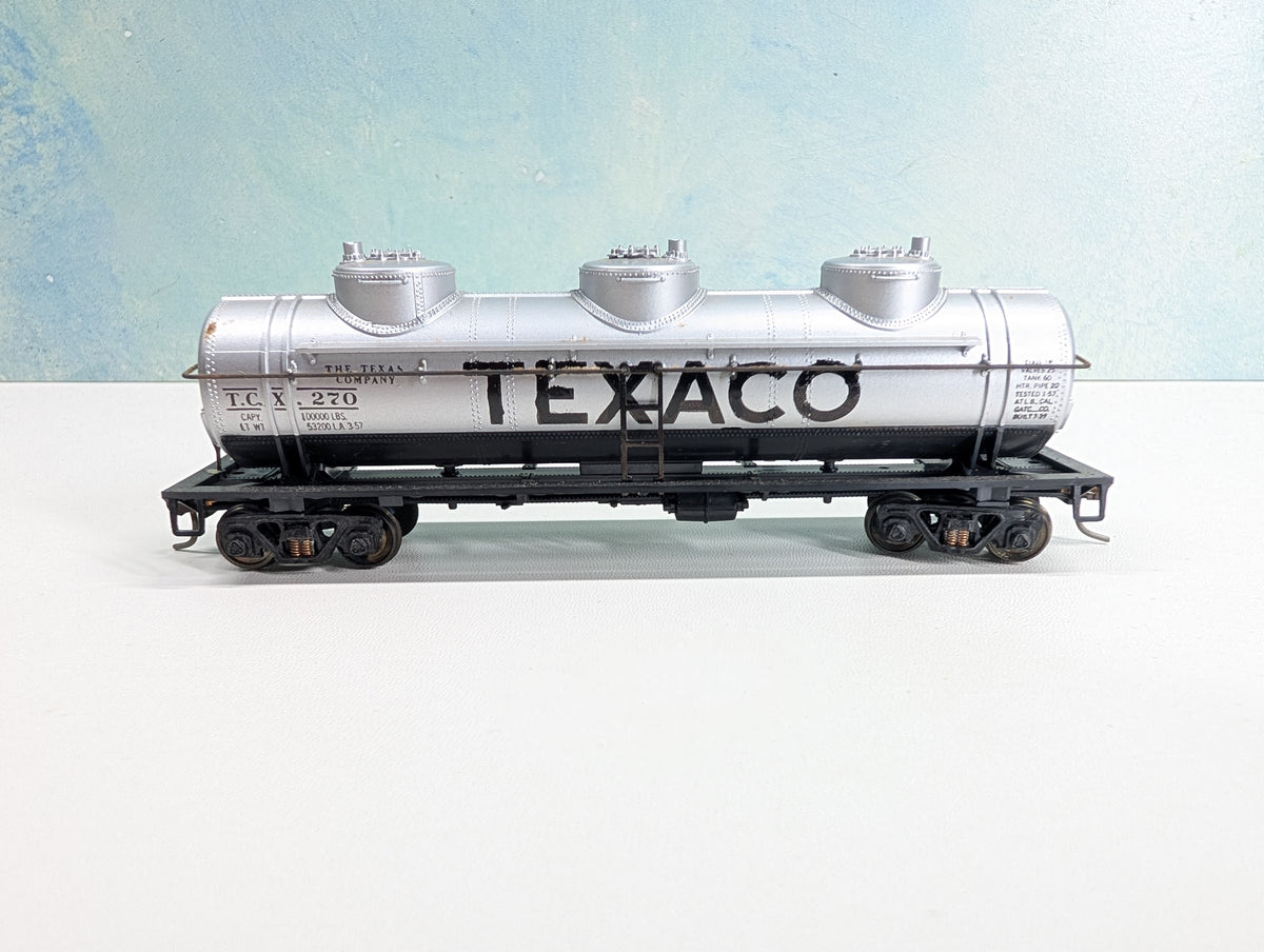USED Athearn HO Scale Triple Dome Tank Car Texaco TCX #270 Metal Wheels