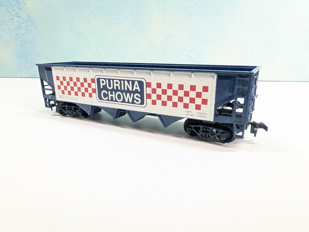 USED Tyco HO Scale Quad Hopper Purina Chows MRS #4550