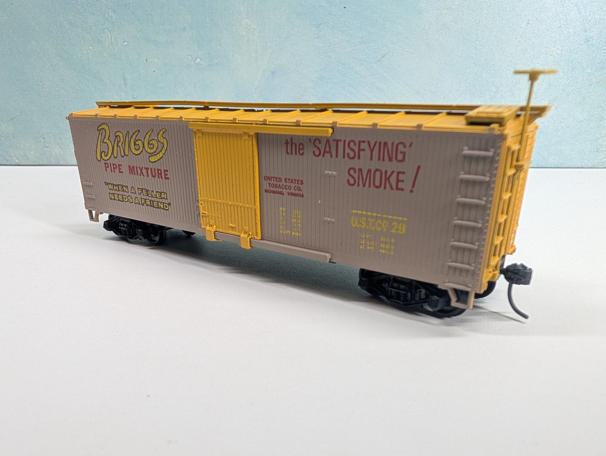 USED TRAIN MINIATURE HO Scale 40' Wood Box Car, Tobacco Series Briggs Pipe Mixture USTC #29