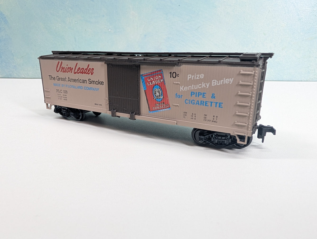 USED TRAIN MINIATURE HO Scale 40' Wood Box Car, Tobacco Series Union Leader PLC #129