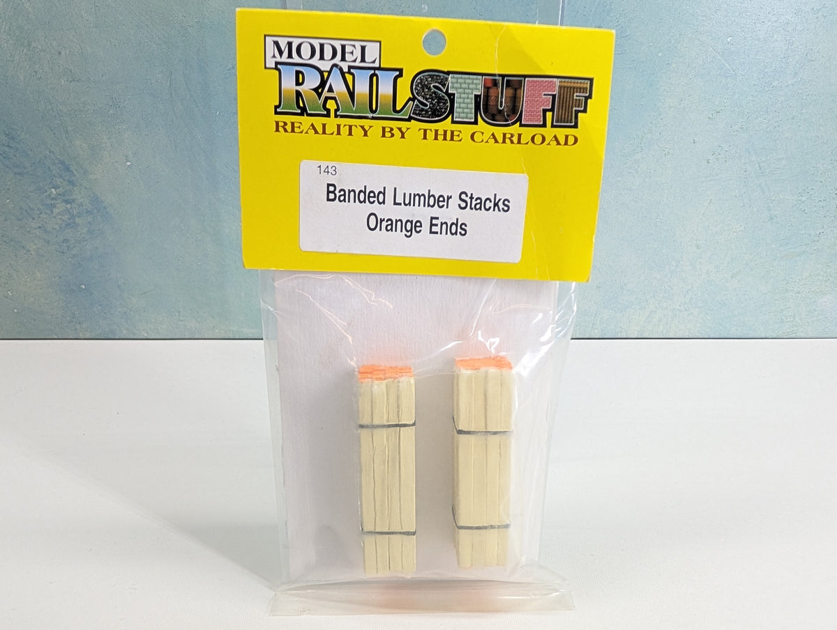 Model Railstuff 143 HO Scale Banded Lumber Stacks - Orange Ends
