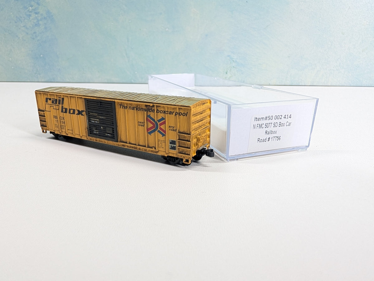 USED Atlas 50002414 N Scale Weathered FMC SD Box Car Railbox RBOX #17756