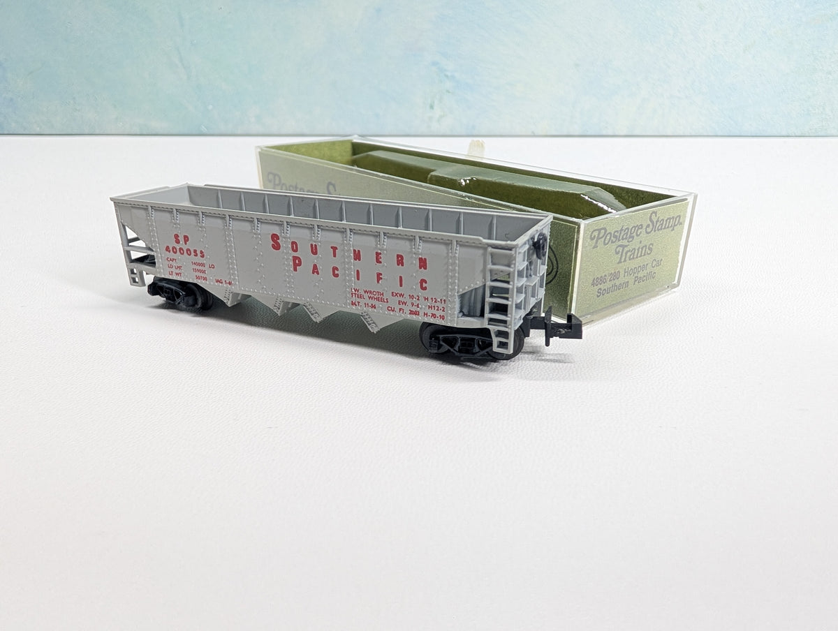 USED Postage Stamp Trains Aurora N Scale Quad Hopper Southern Pacific SP #400055