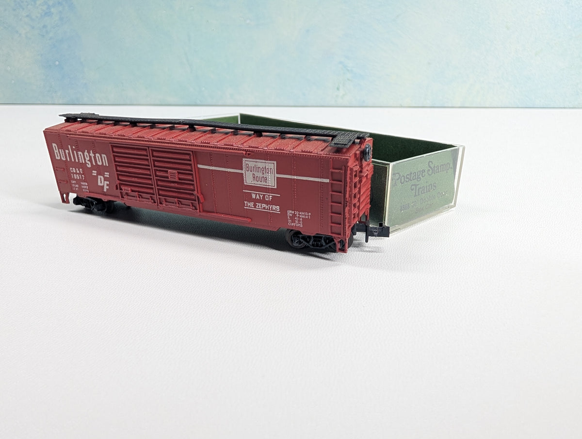 USED Postage Stamp Trains Aurora N Scale Box Car Burlington CB&Q #19517