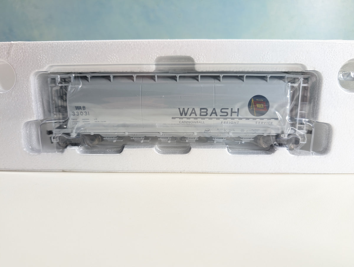 Atlas 21582 HO Scale ACF 6 Bay Cylindrical Hopper Wabash WAB #33031 Metal Wheels