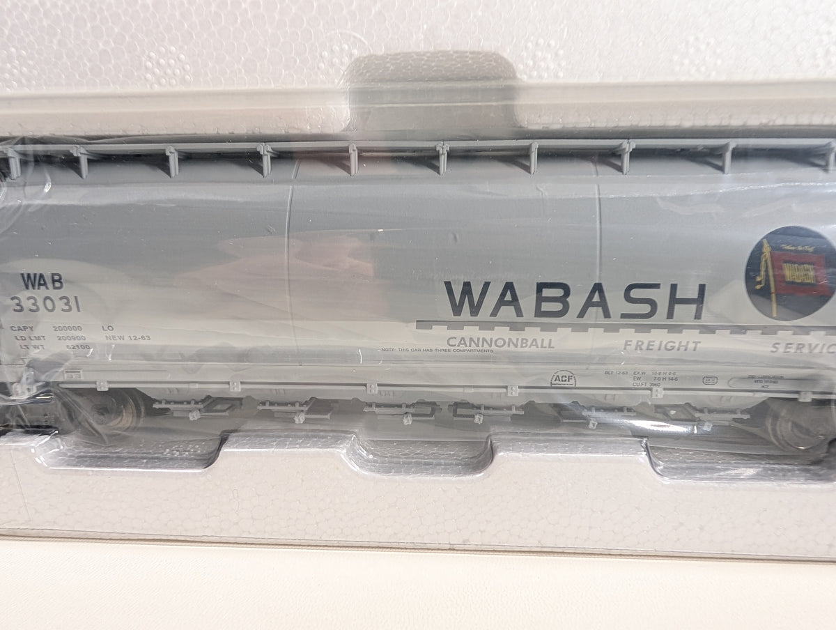 Atlas 21582 HO Scale ACF 6 Bay Cylindrical Hopper Wabash WAB #33031 Metal Wheels