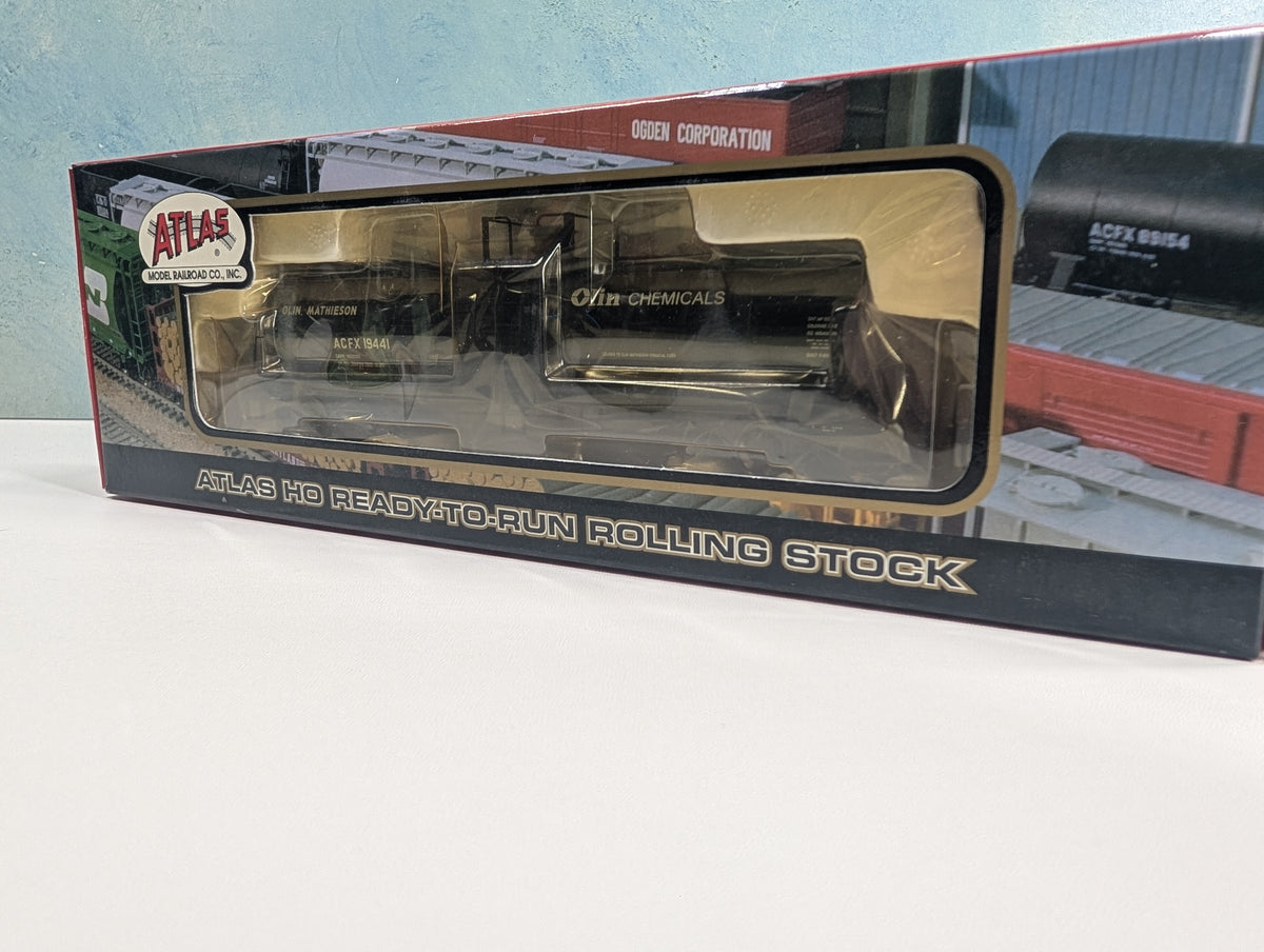 Atlas #1559-4 HO Scale 17,360k Gal Tank Car Olin Mathieson ACFX #19441 Metal Wheels