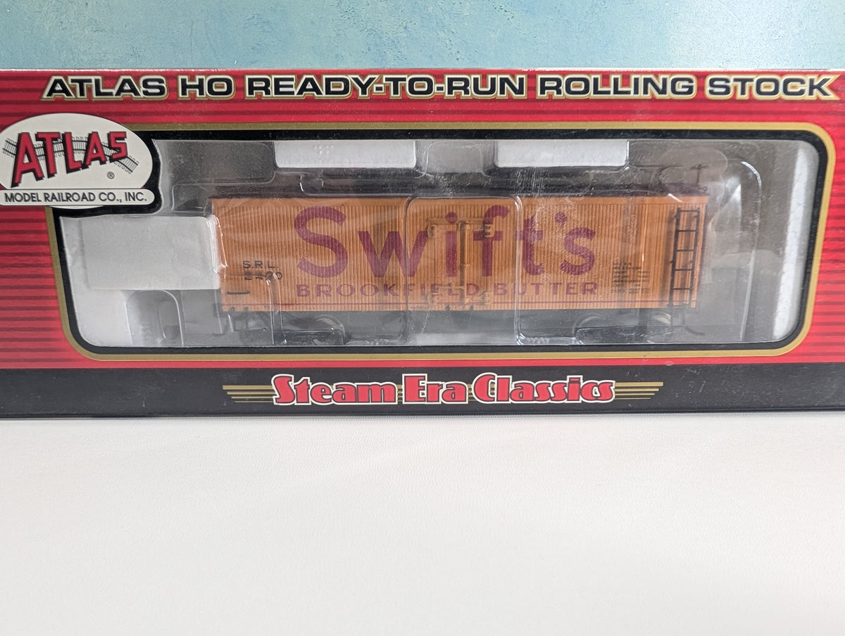 Atlas #6127-1 HO Scale 36' Wood Reefer Swift's Brookfield Butter SRL #2430 Metal Wheels