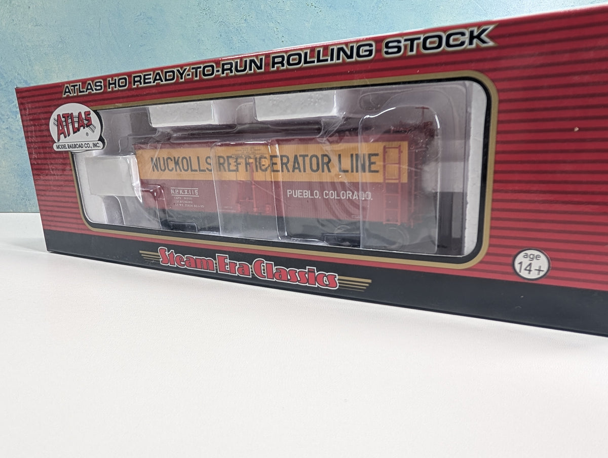 Atlas #6141-2 HO Scale 36' Wood Reefer Nuckolls Refrigerator Lines NPKX #115 Metal Wheels