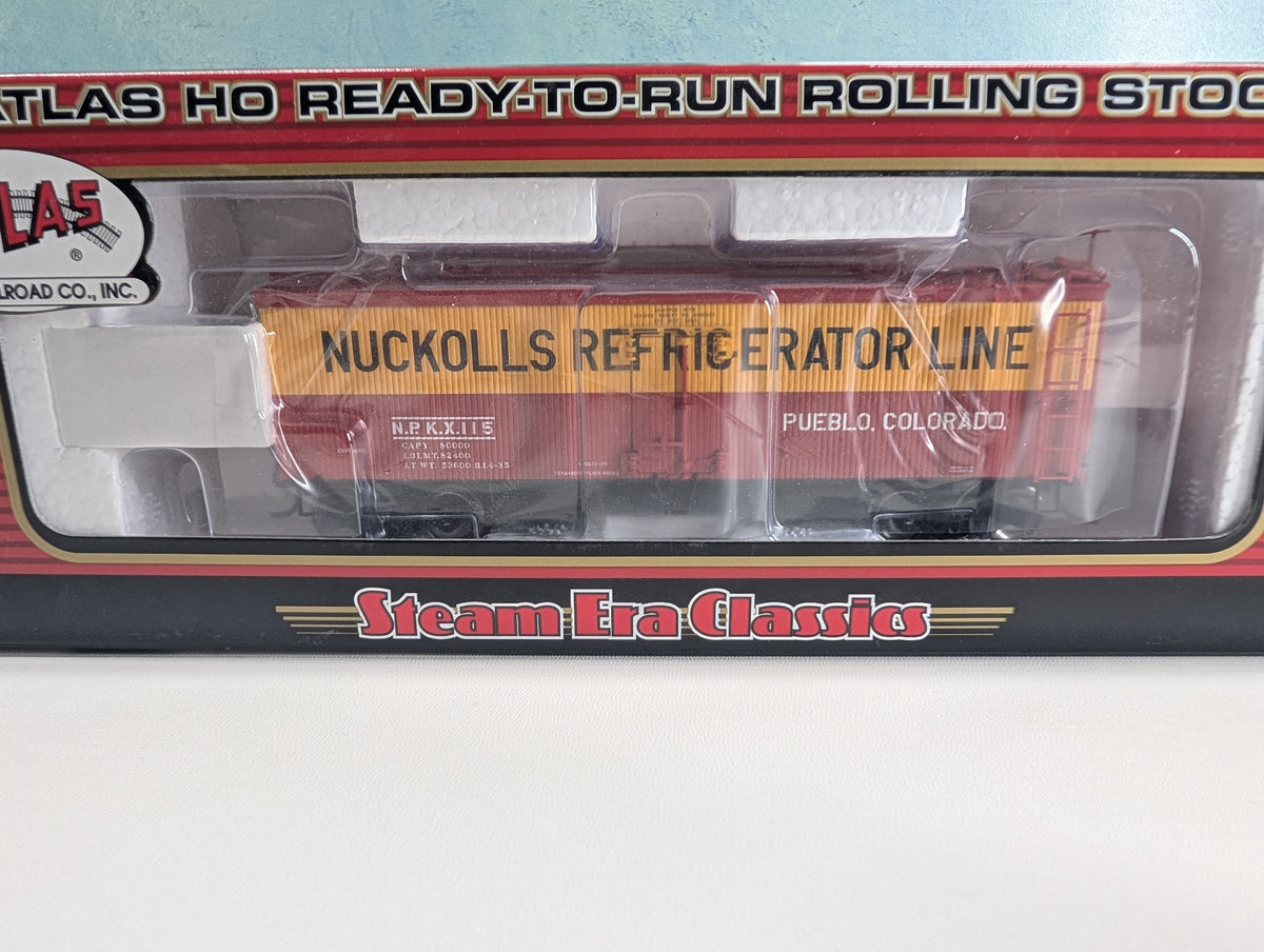 Atlas #6141-2 HO Scale 36' Wood Reefer Nuckolls Refrigerator Lines NPKX #115 Metal Wheels