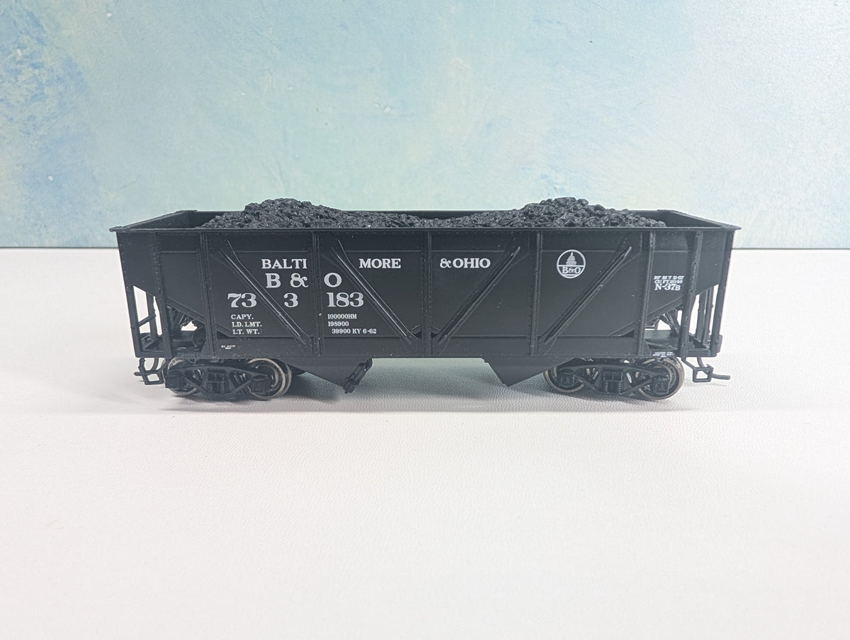 USED Life-Like HO Scale 50T War Emergency Hopper w/ Load Baltimore and Ohio B&O #733183 Metal Wheels, Proto2000