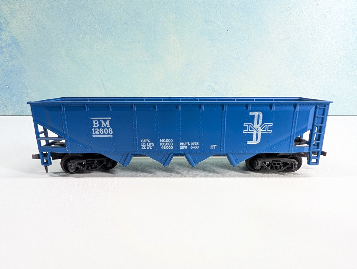USED Tyco HO Scale Quad Hopper Boston and Maine BM #12608