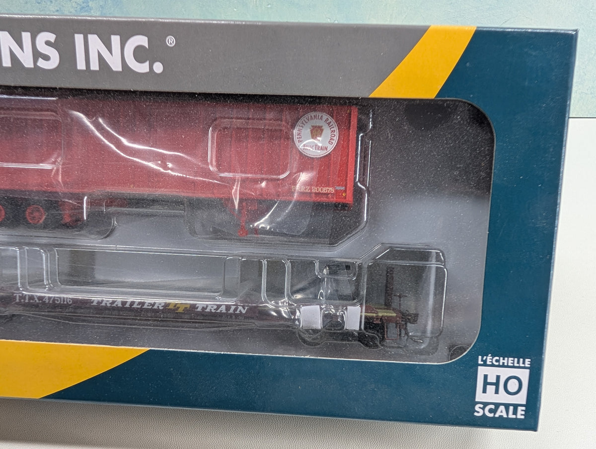 Rapido 138018A HO Scale F30D TOFC Flat Car w/ Trailer TTX #475116 w/ PRR Trailer, Late Red