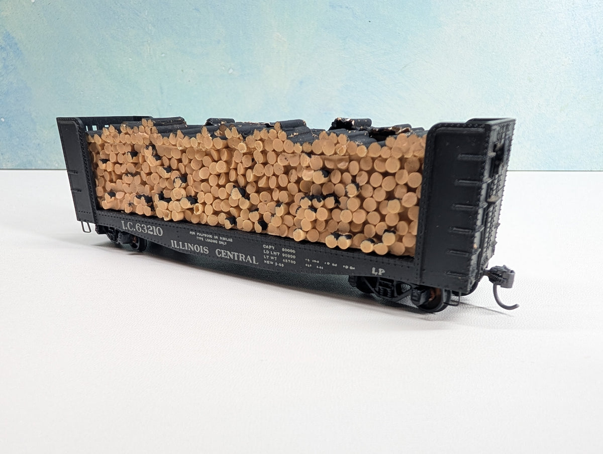 USED Athearn HO Scale Bulkhead Flat Car w/ Lumber Load Illinois Central IC #63210