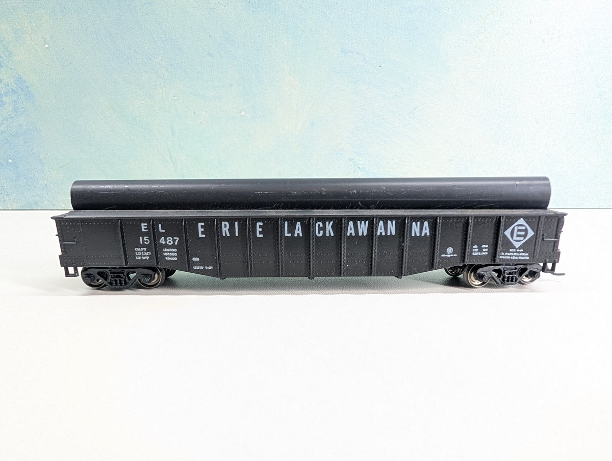 USED Athearn HO Scale 50' Gondola w/ Pipe Load Erie Lackawanna EL #15487 Metal Wheels