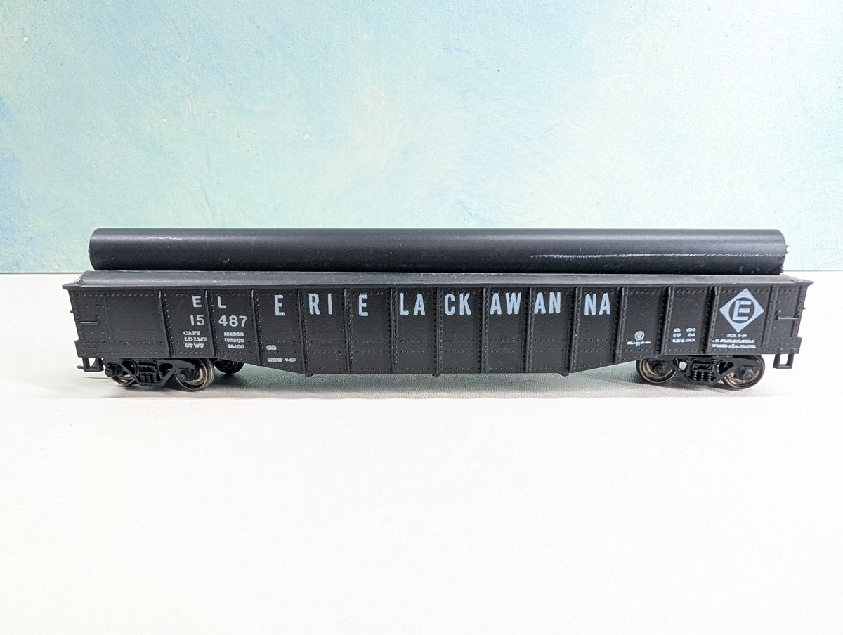 USED Athearn HO Scale 50' Gondola w/ Pipe Load Erie Lackawanna EL #15487 Metal Wheels