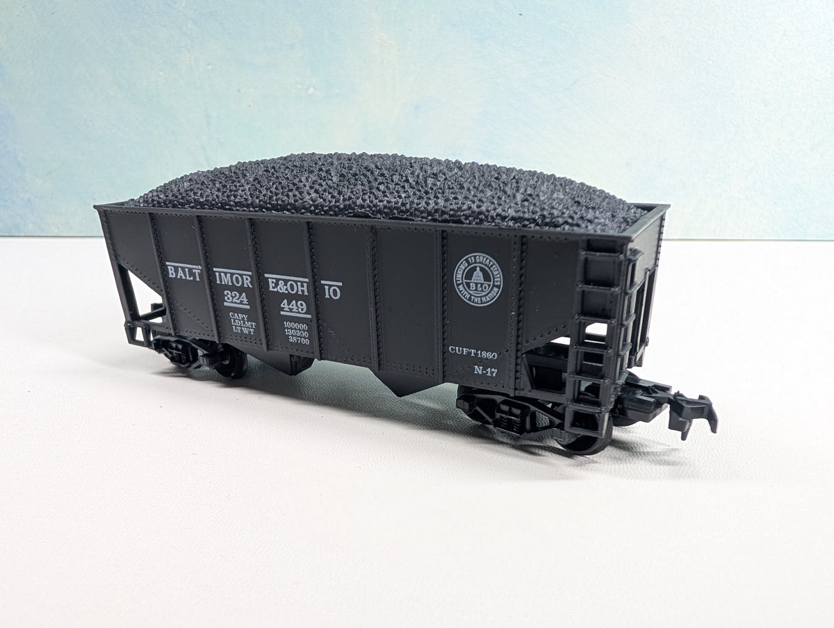USED Life-Like HO Scale 2 Bay Hopper w/ Coal Baltimore and Ohio B&O #324449