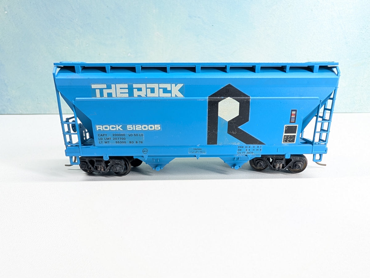 USED Athearn HO Scale 2 Bay Covered Hopper Rock Island #512005 Metal Wheels