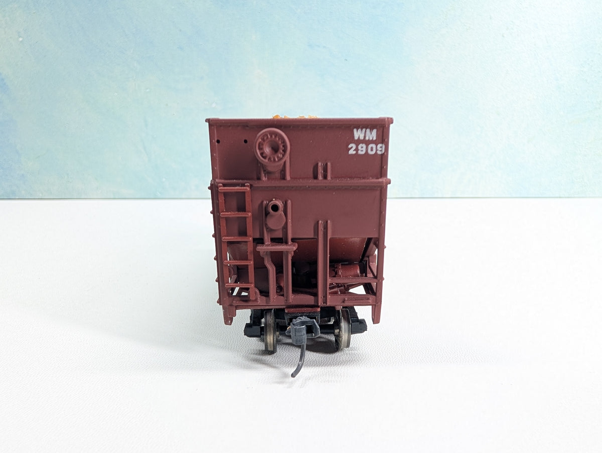 USED Stewart Hobbies HO Scale 2 Bay Extended Height Hopper w/ Load Western Maryland WM #2909 Metal Wheels