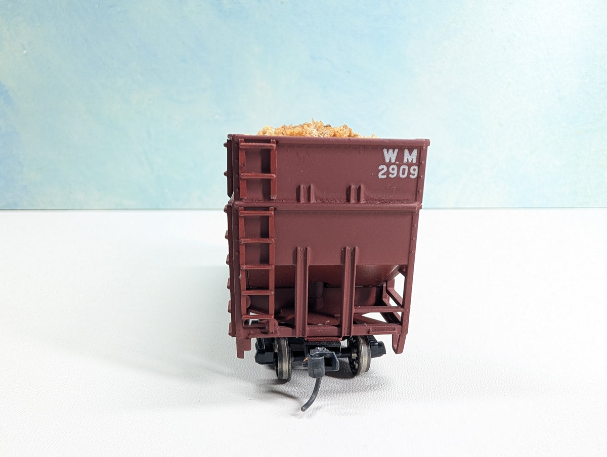 USED Stewart Hobbies HO Scale 2 Bay Extended Height Hopper w/ Load Western Maryland WM #2909 Metal Wheels
